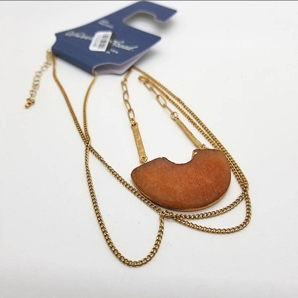 Universal Thread Semi Precious Stone Crescent Necklace